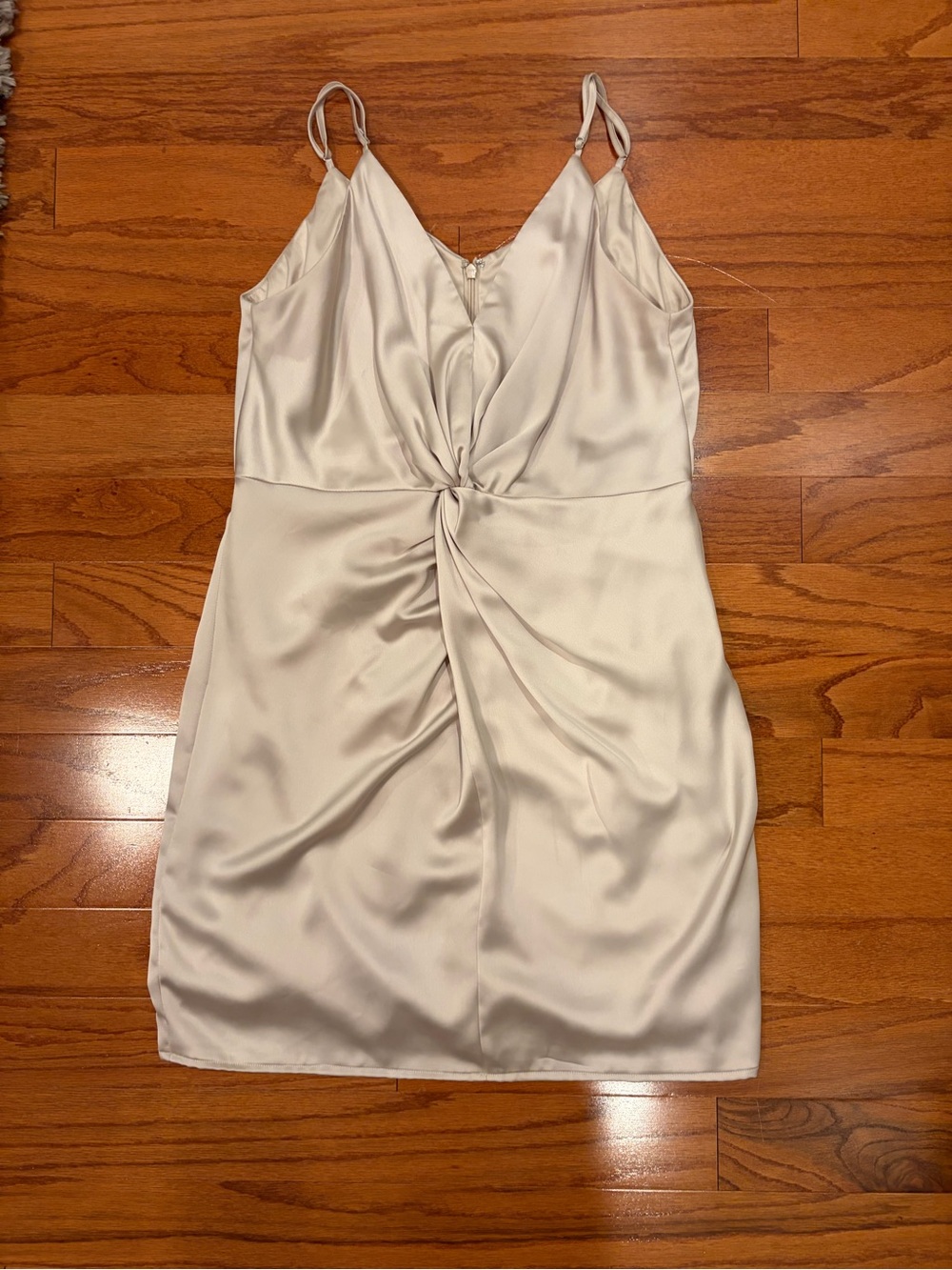 Gianni Bini Ivory Satin Twist-Front Slip Dress